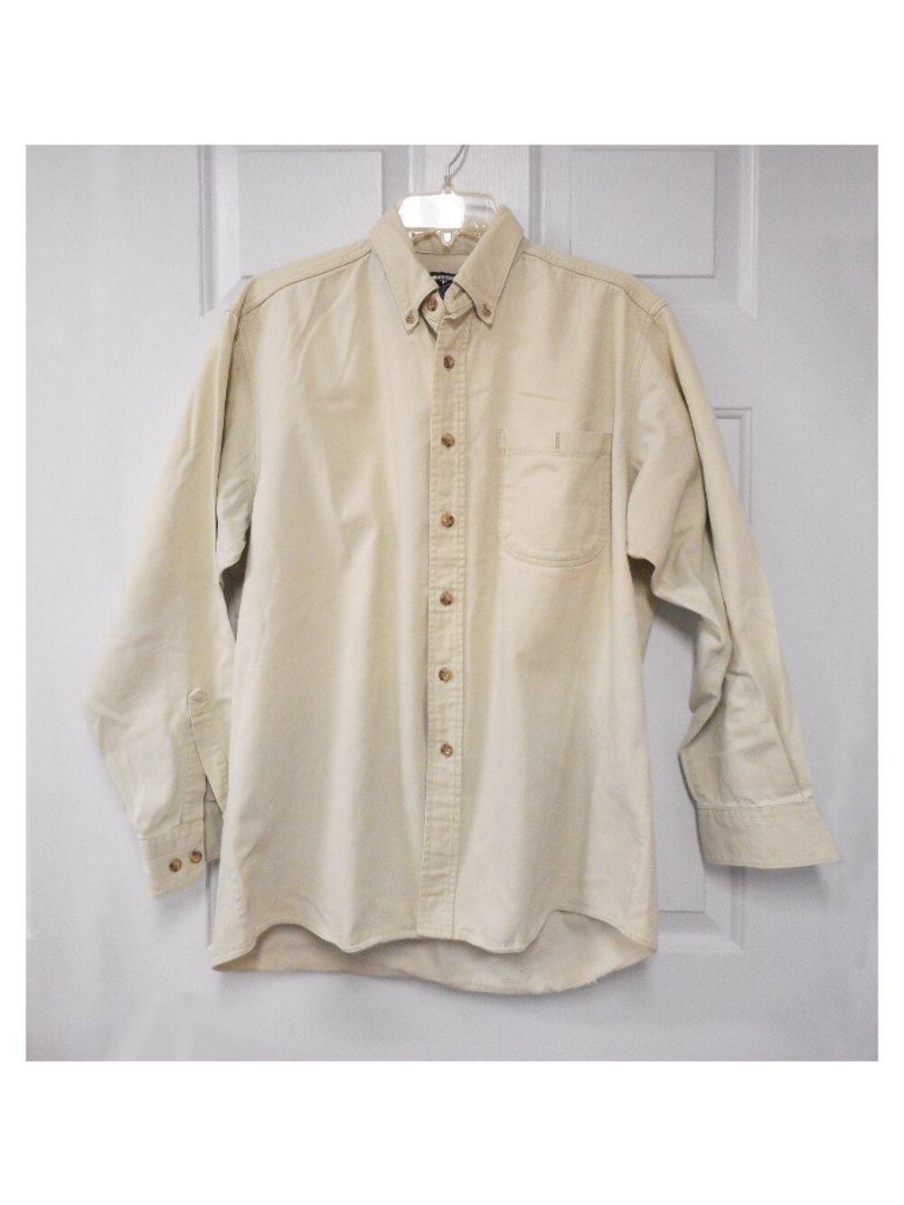 Three Rivers button down long sleeve shirt - beige twill - Mens L